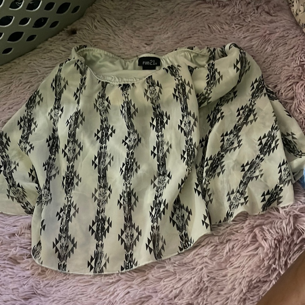 Tribal Print Strapless Crop Top